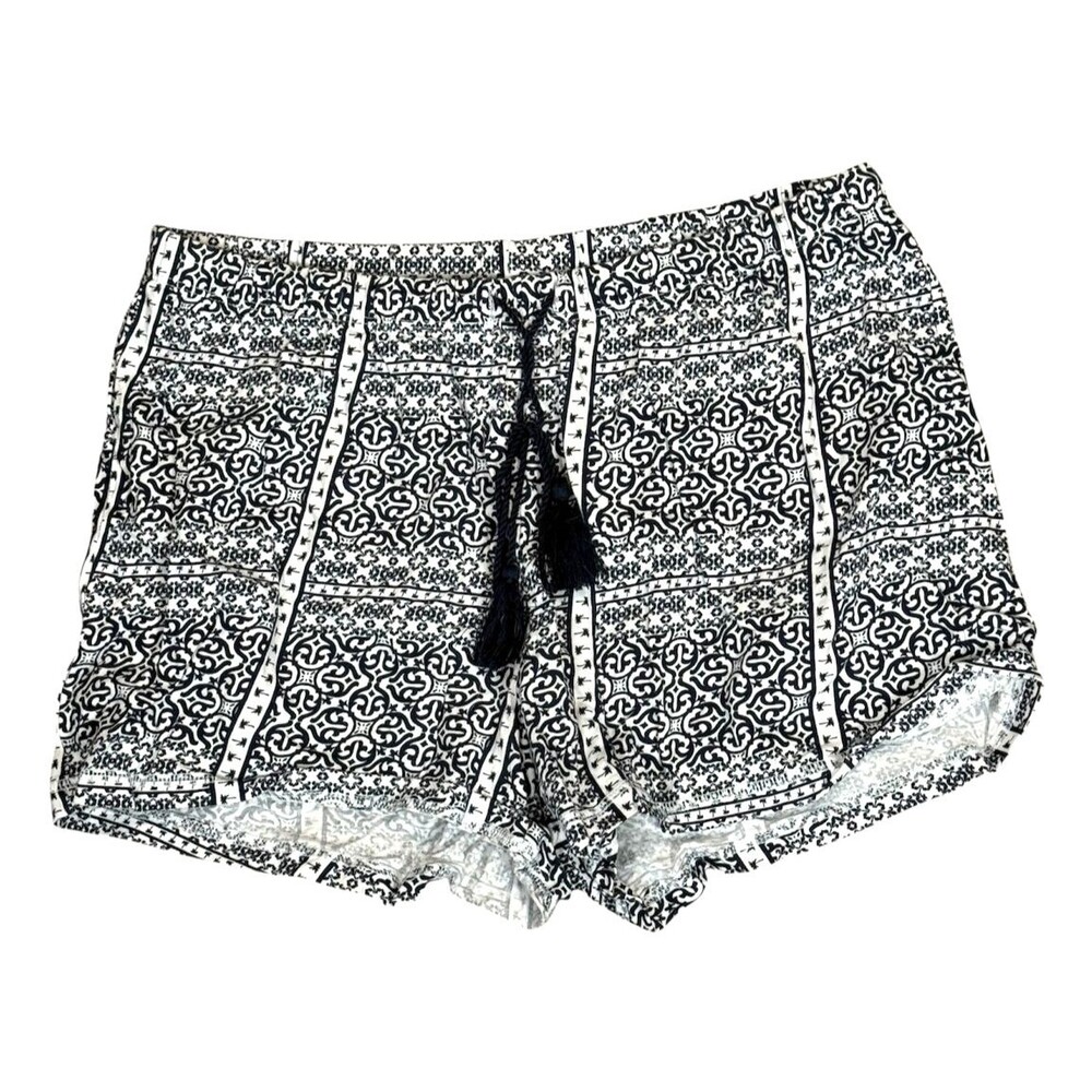 Tribal Shortie‎ Shorts George Small Navy White Fringe Drawstring Cotton Coastal